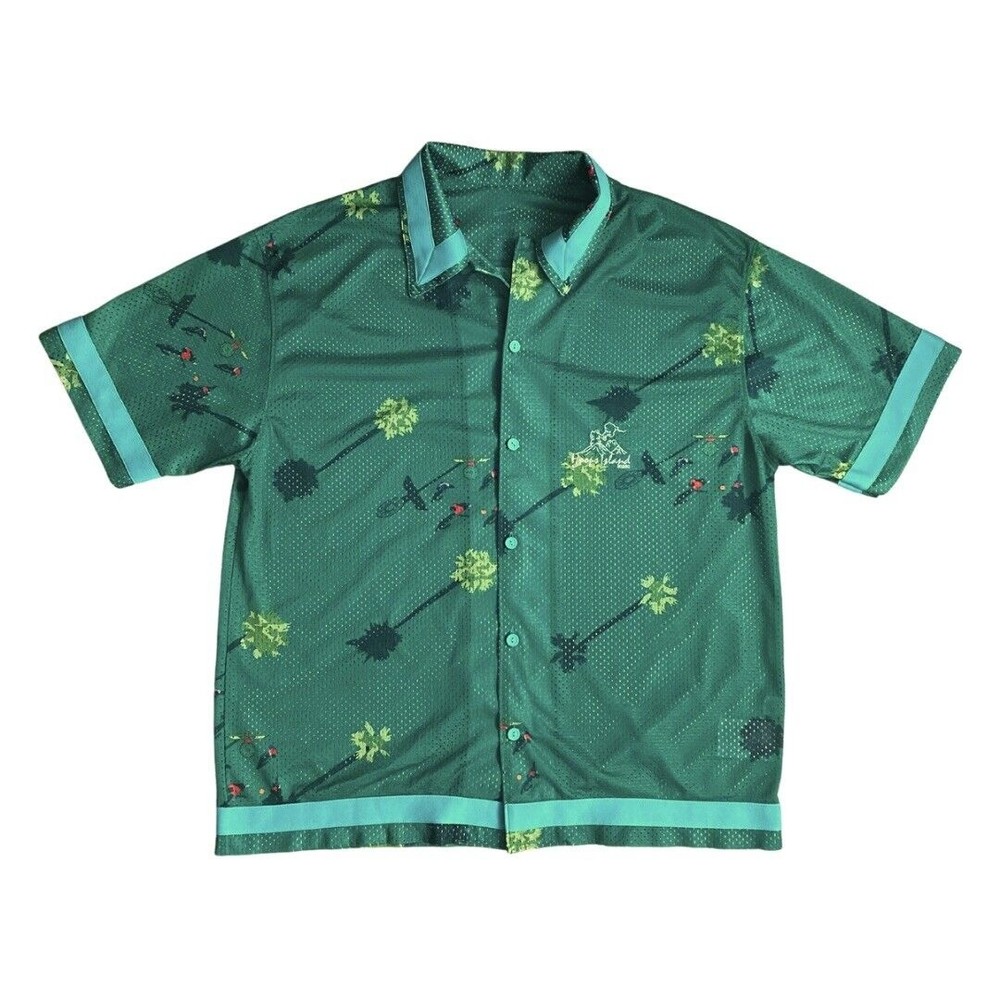 Nike Hoops Island Men's Short Sleeve Button Up Mesh Shirt Warm Up Sz Medium